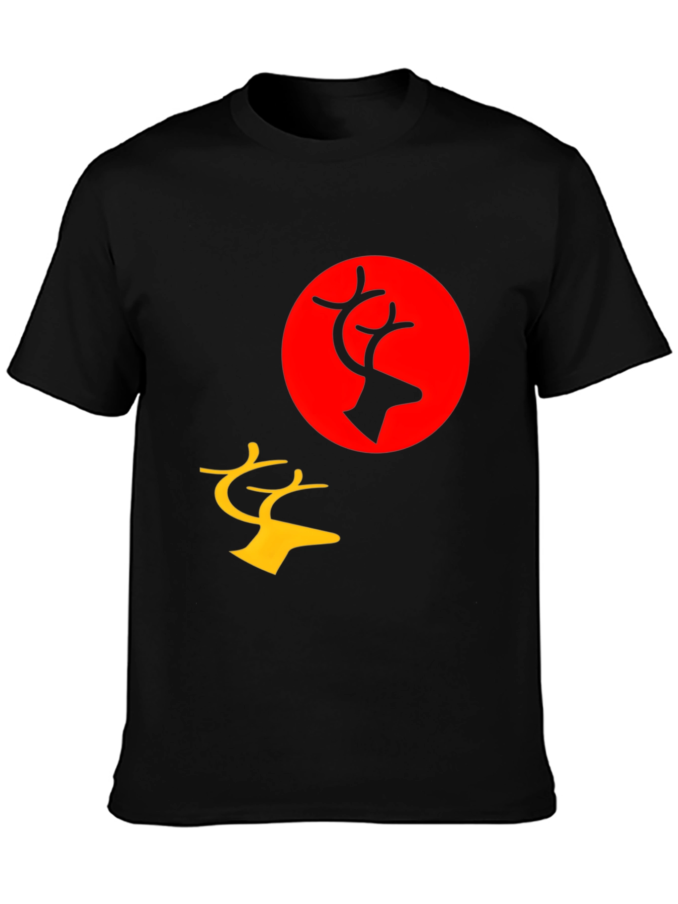 Graphic Tee: Deer Silhouette Print Black