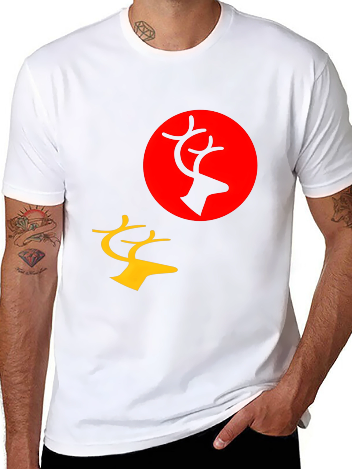 Graphic Tee: Deer Silhouette Print Black