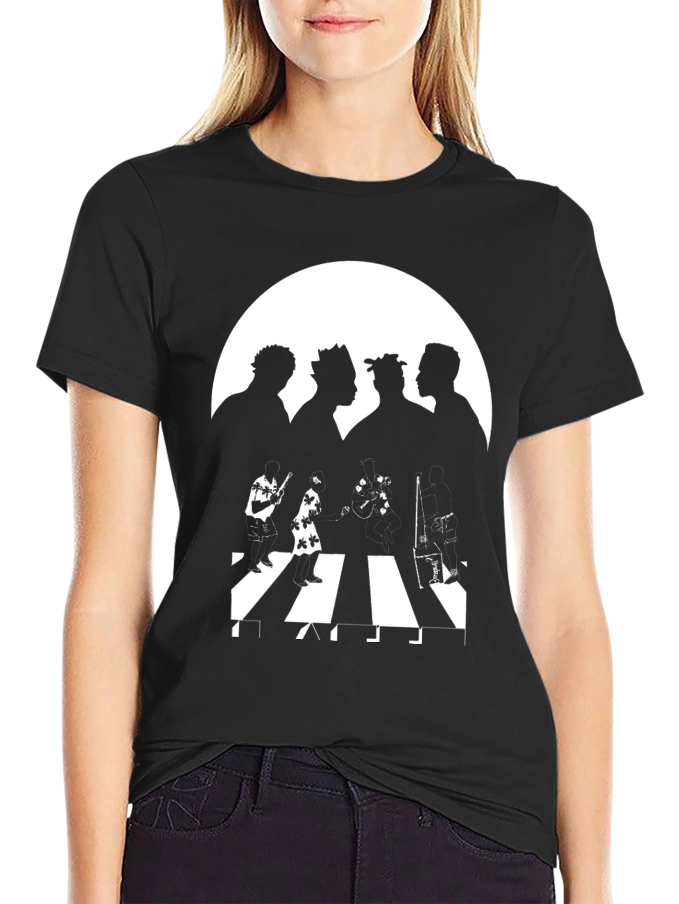 Hip Hop Group Abbey Road Style Black T-Shirt