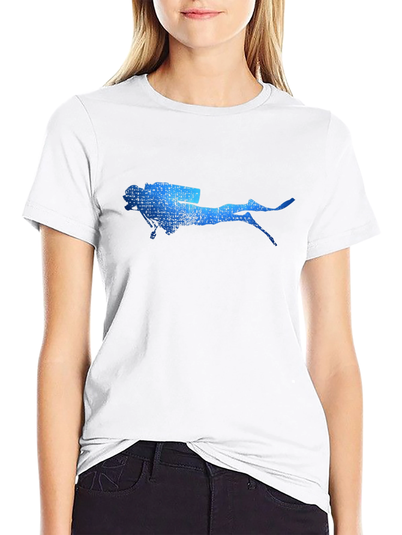 Scuba Diver Graphic Tee - Black Cotton T-Shirt