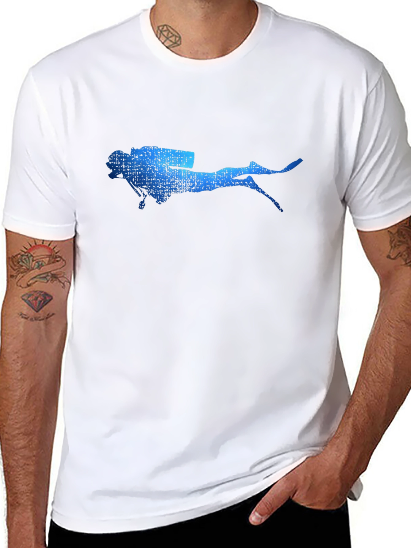Scuba Diver Graphic Tee - Black Cotton T-Shirt