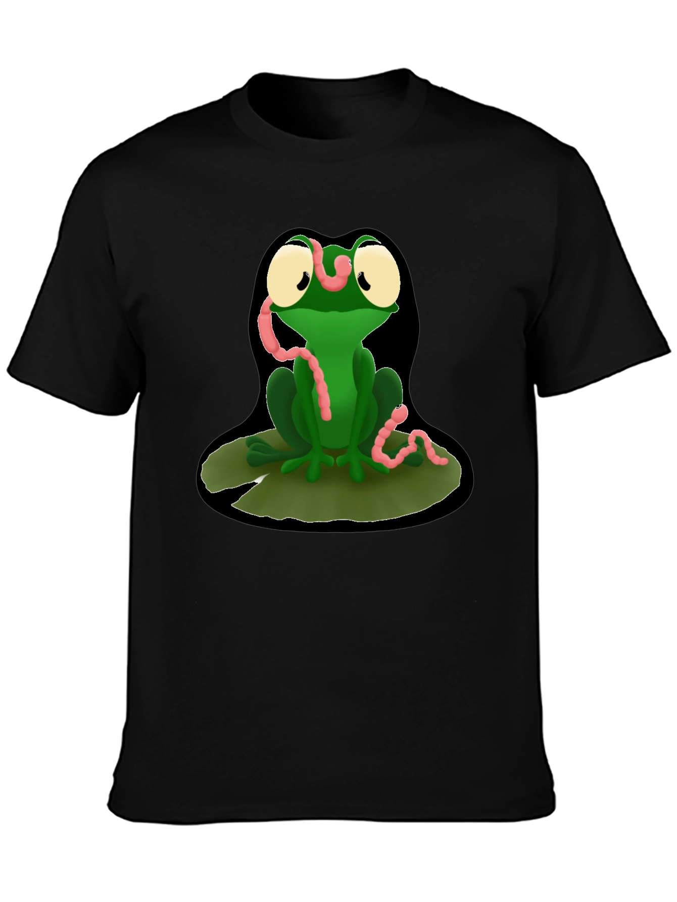 Funny Frog Eating Worms Graphic T-Shirt