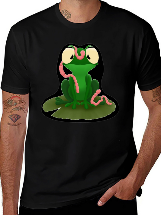 Funny Frog Eating Worms Graphic T-Shirt