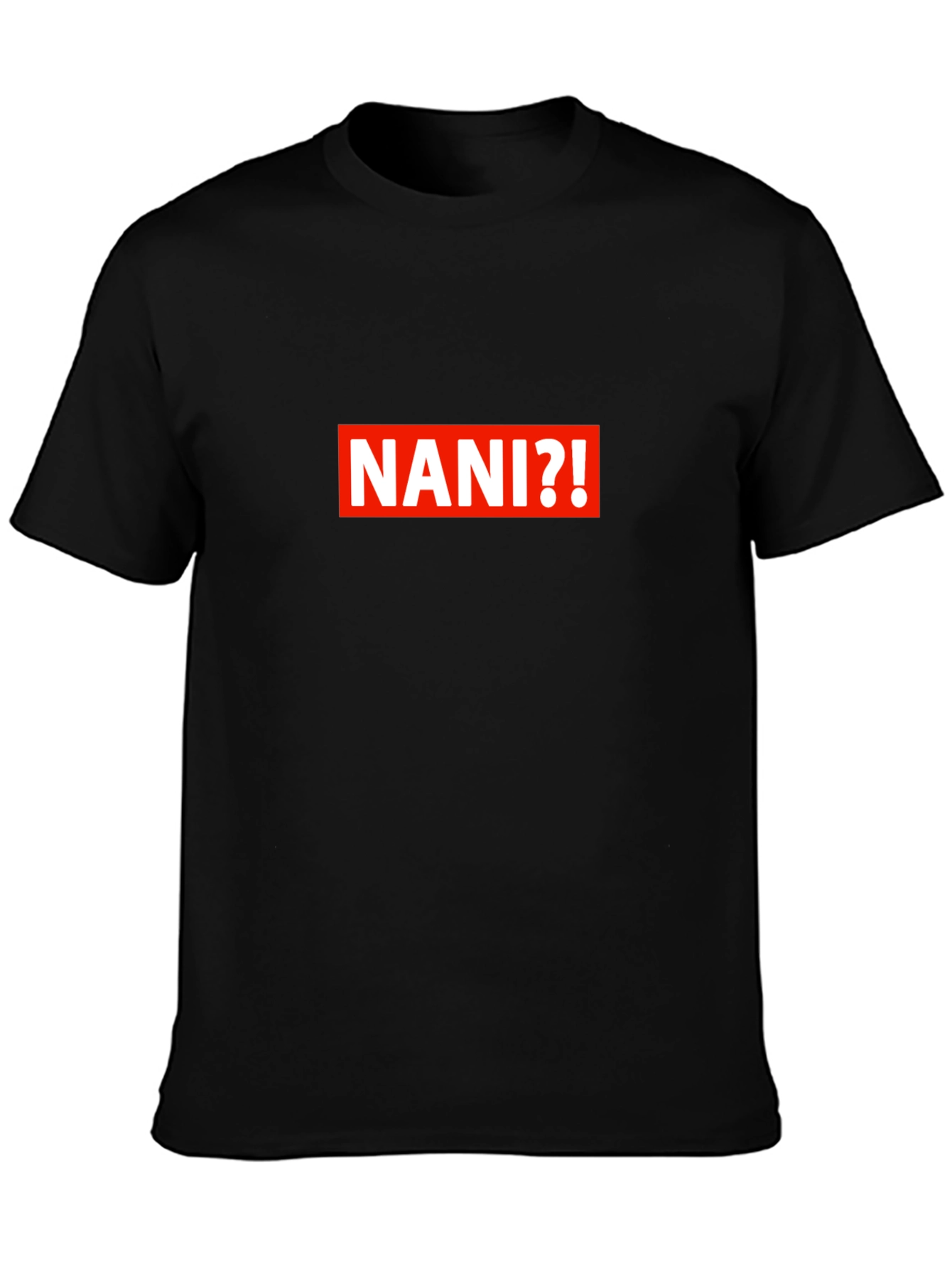 NANI?! Graphic Print Crew Neck T-Shirt - Black