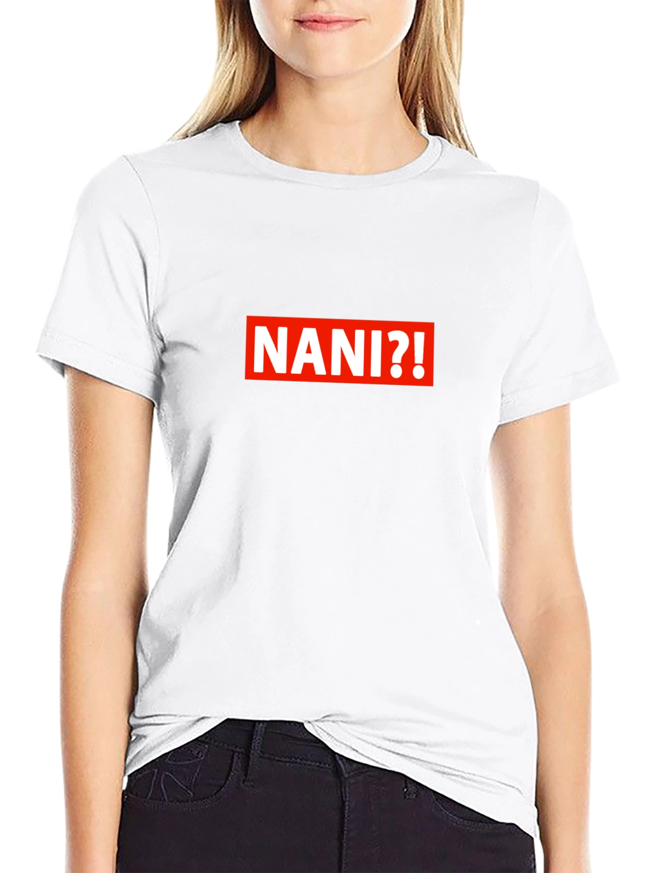 NANI?! Graphic Print Crew Neck T-Shirt - Black