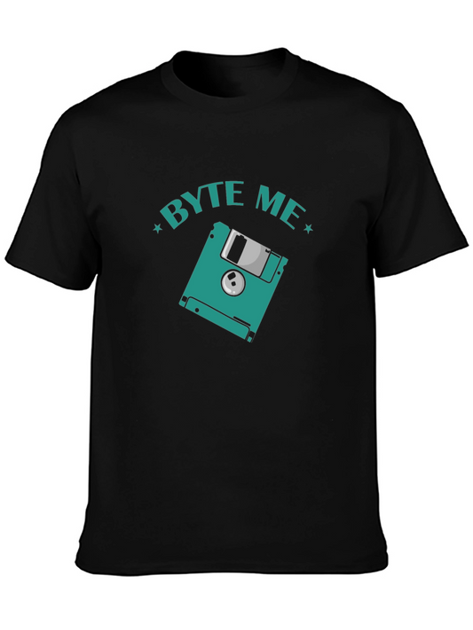 Byte Me Floppy Disk Graphic T-Shirt - Retro Geek Tee