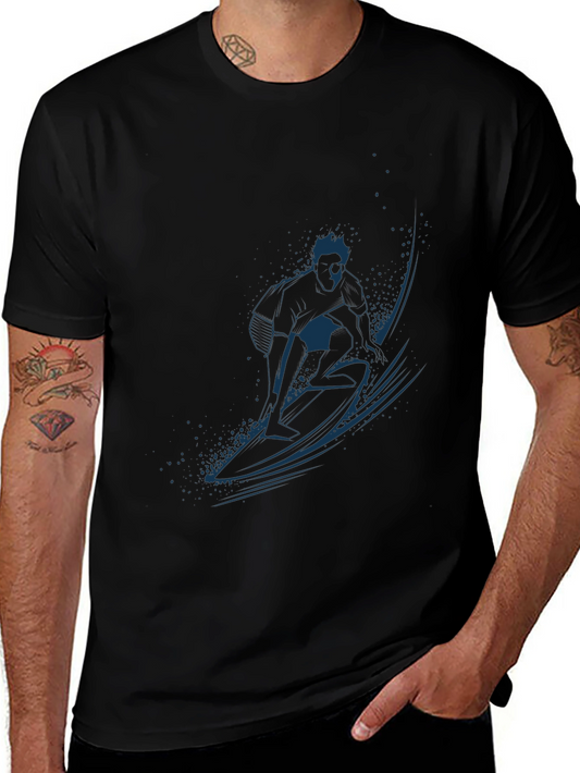 Surfer Graphic Black T-Shirt - Ride the Wave