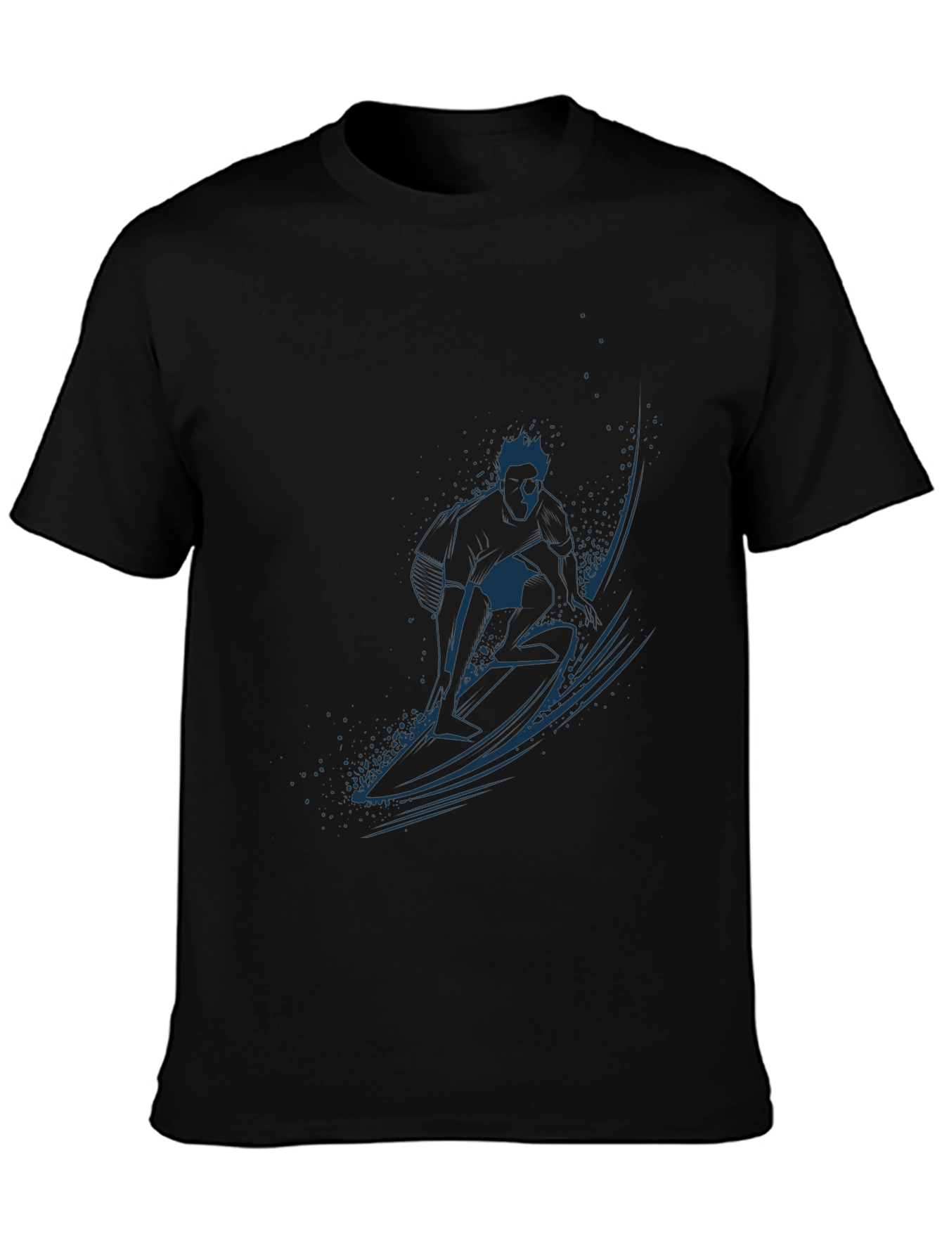 Surfer Graphic Black T-Shirt - Ride the Wave