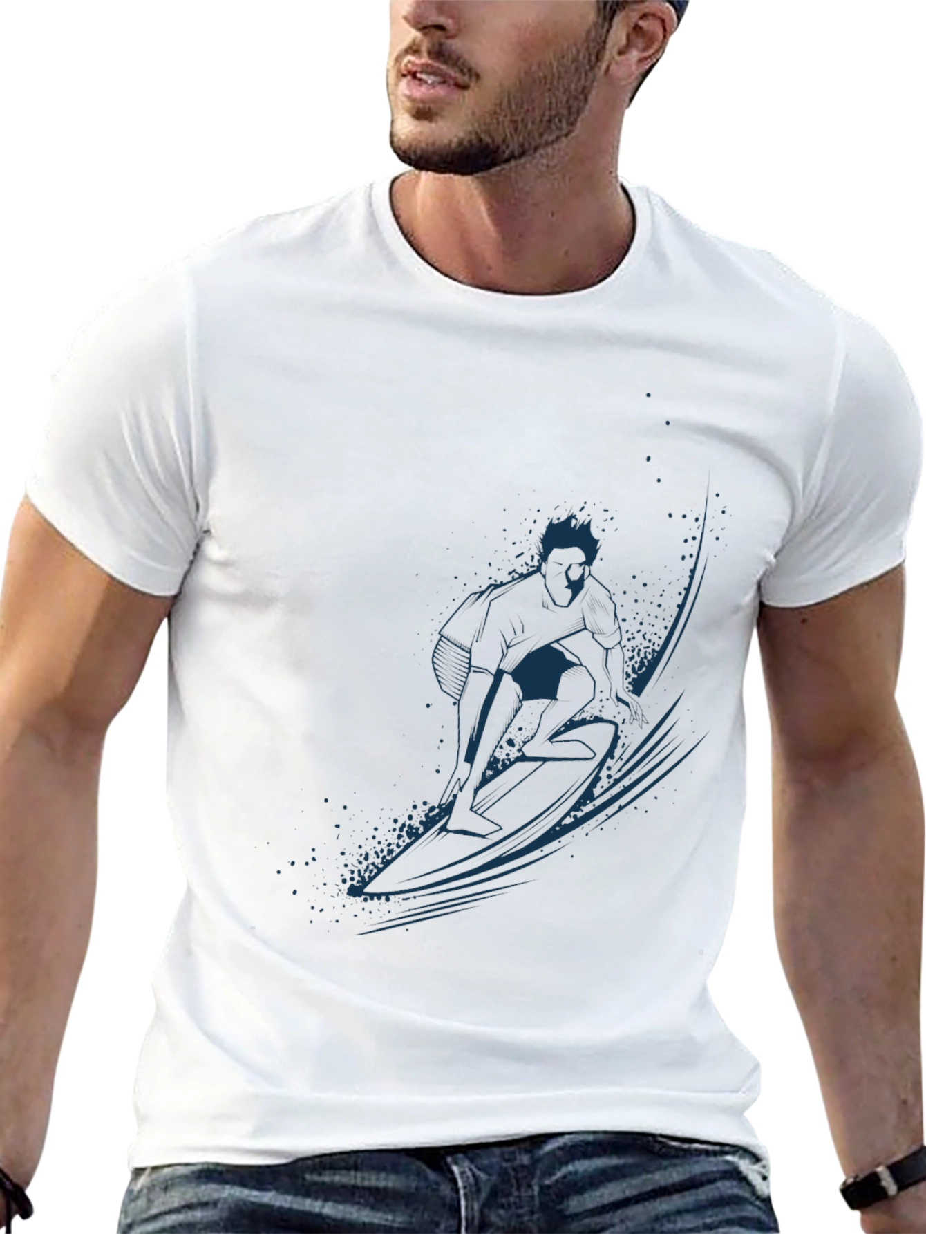 Surfer Graphic Black T-Shirt - Ride the Wave