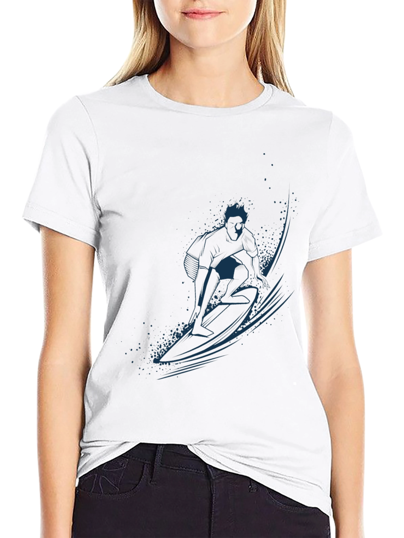 Surfer Graphic Black T-Shirt - Ride the Wave