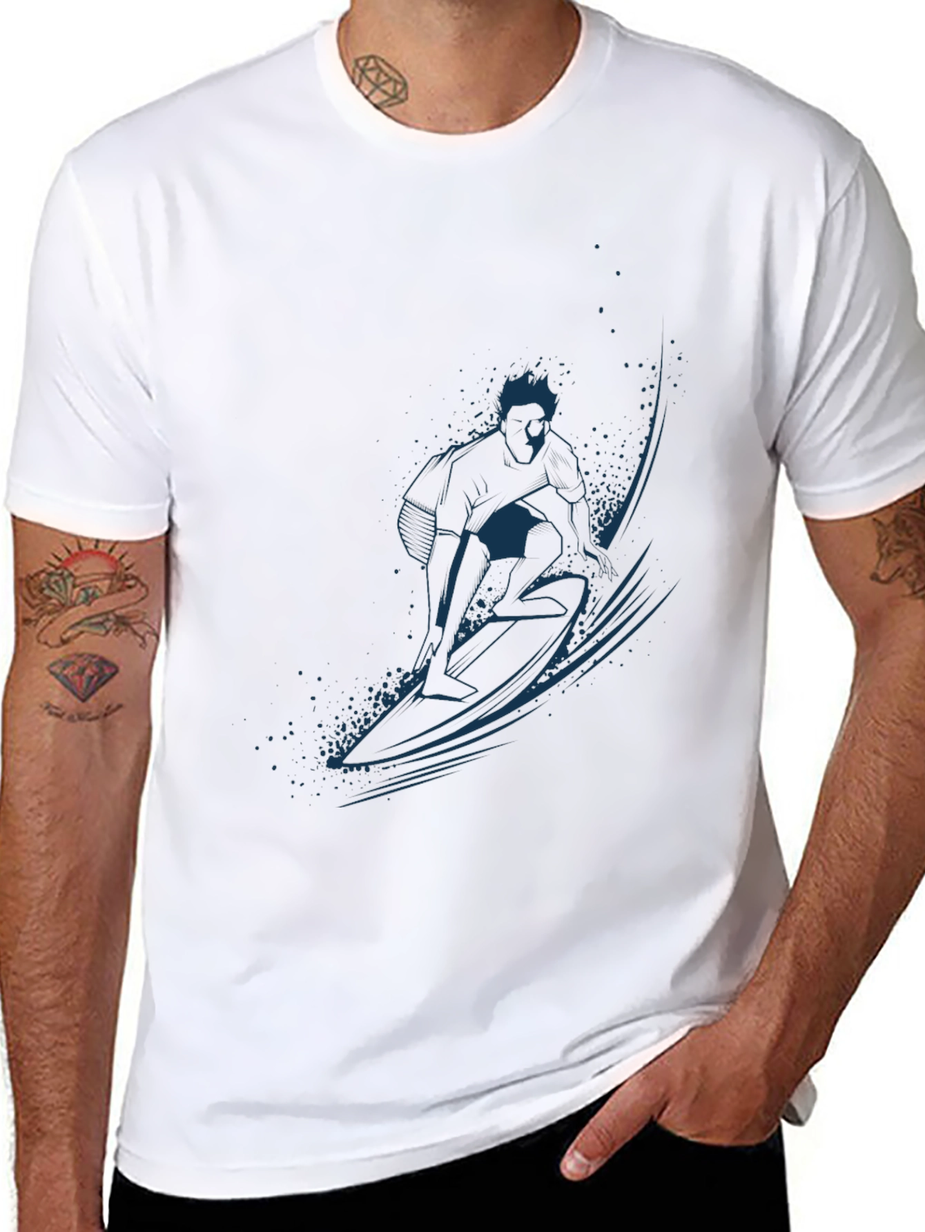 Surfer Graphic Black T-Shirt - Ride the Wave