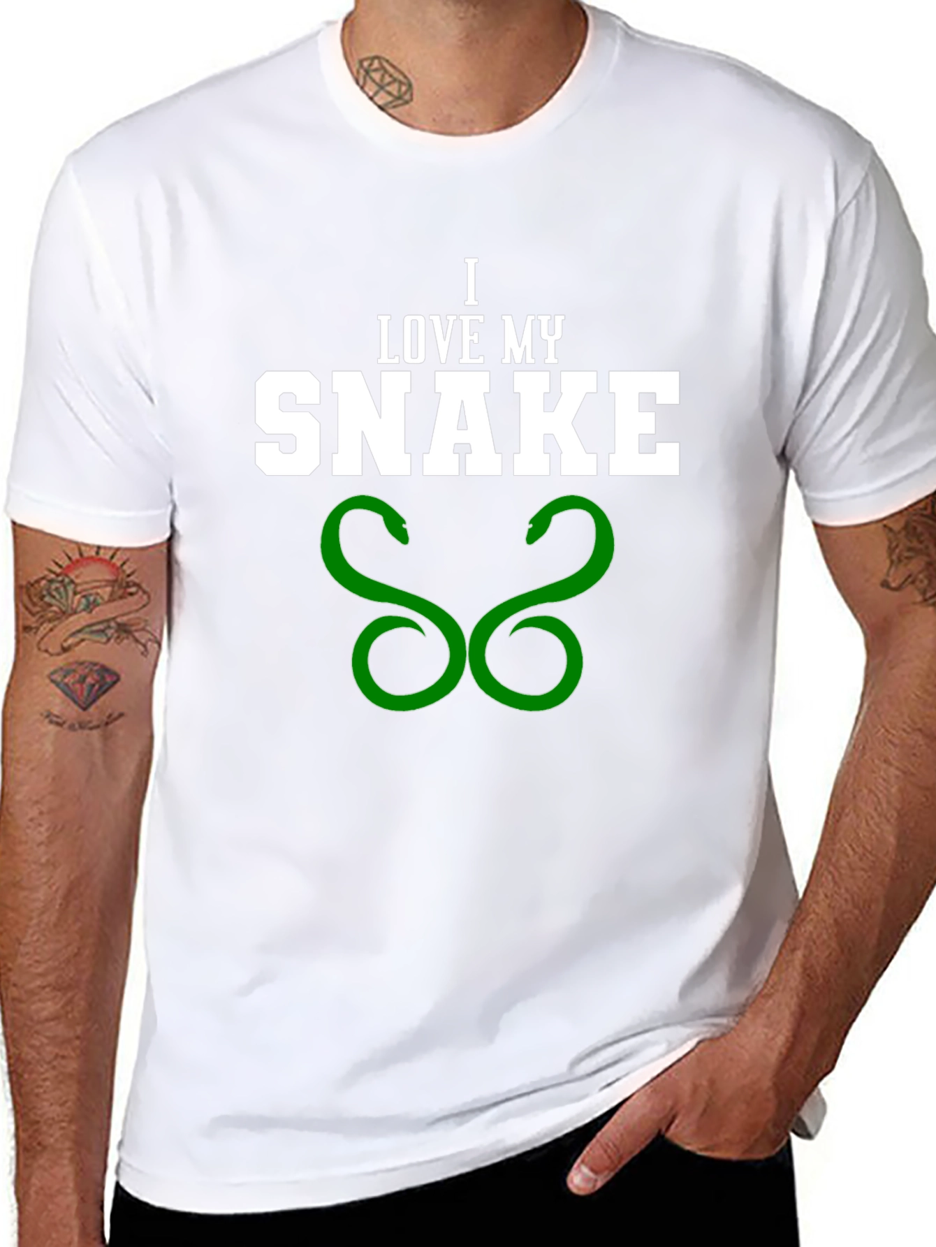 I Love My Snake Graphic T-Shirt - Black