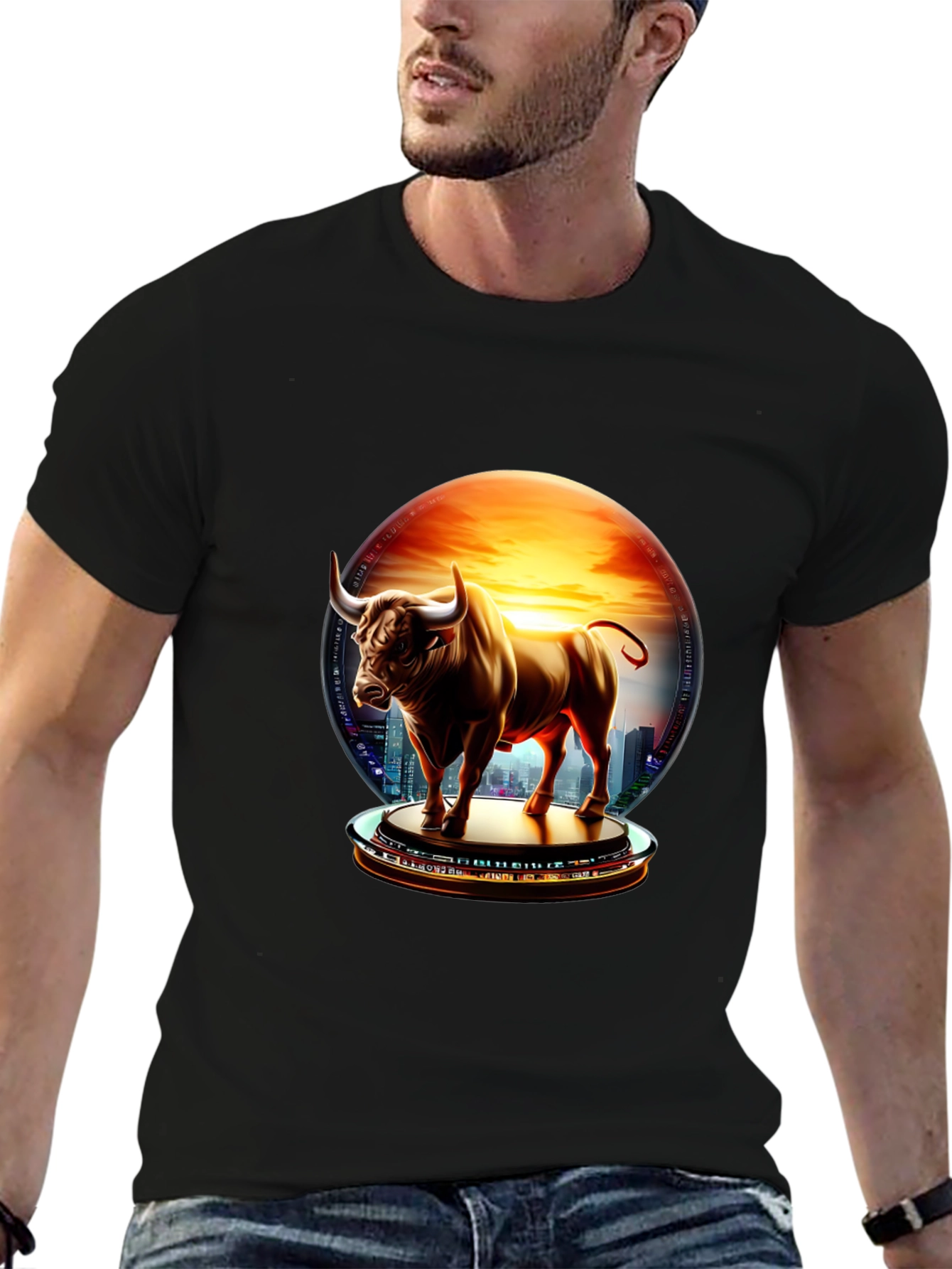 Bull Cityscape Graphic Tee