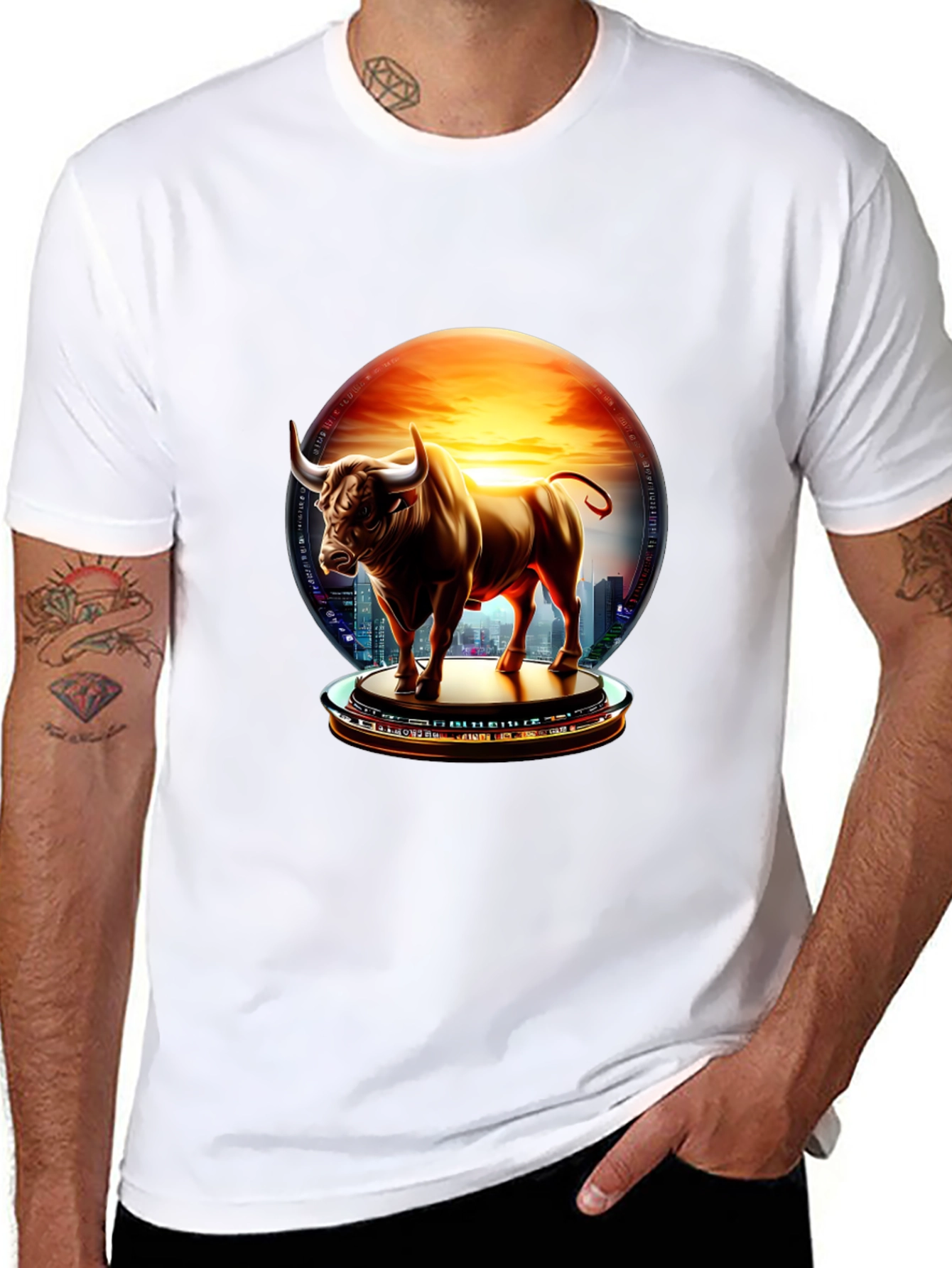 Bull Cityscape Graphic Tee