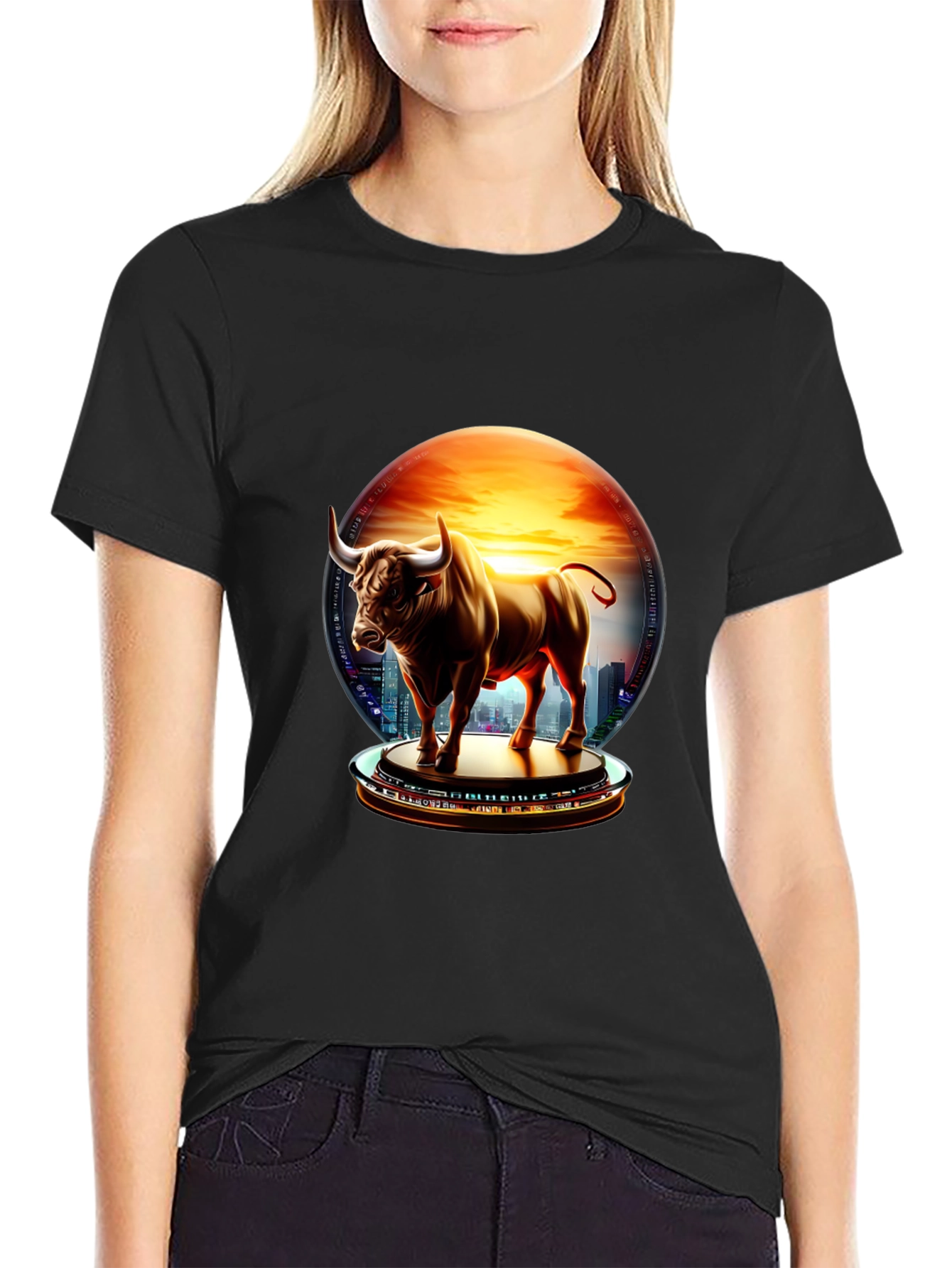 Bull Cityscape Graphic Tee