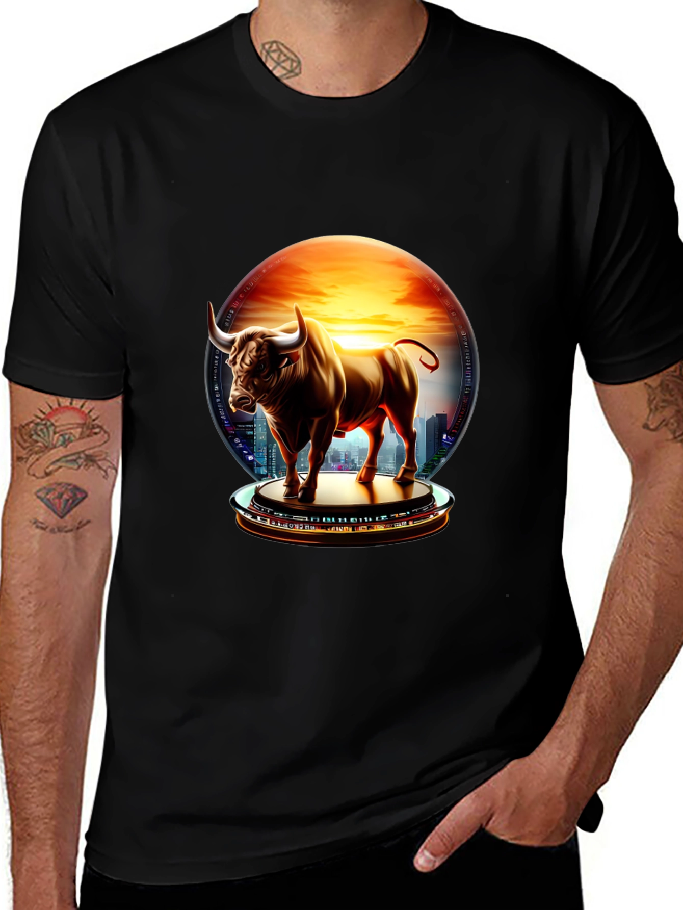 Bull Cityscape Graphic Tee