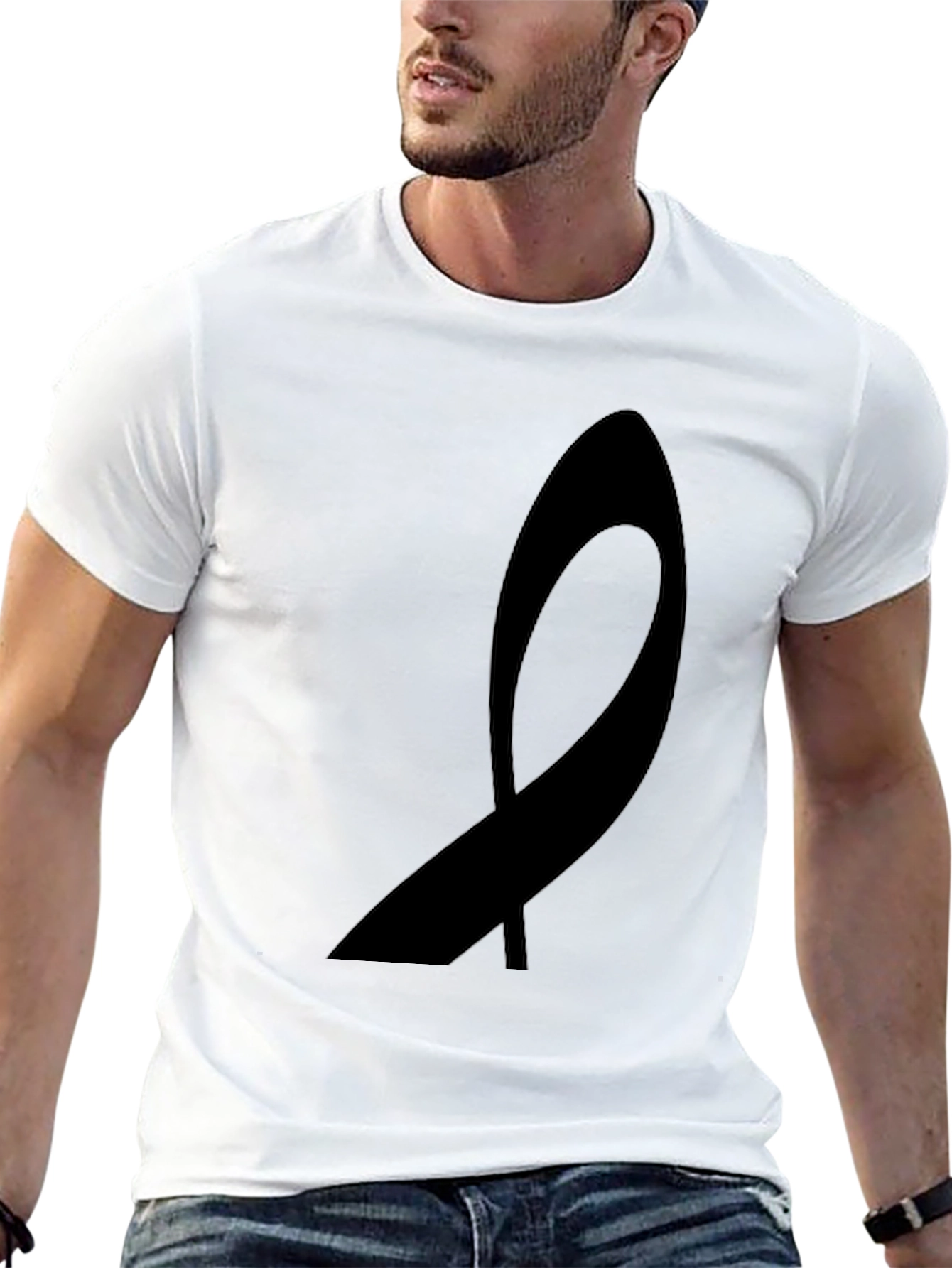 Black Awareness Ribbon Graphic Tee - Soft Cotton Blend