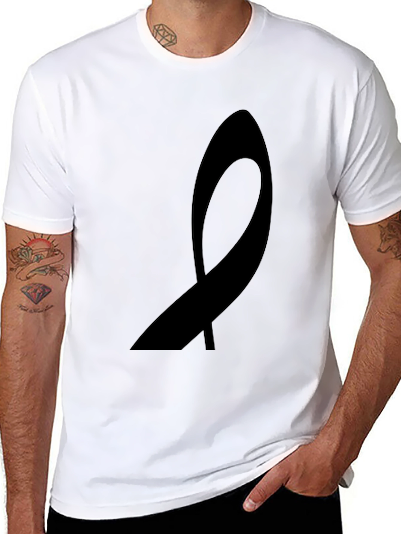 Black Awareness Ribbon Graphic Tee - Soft Cotton Blend