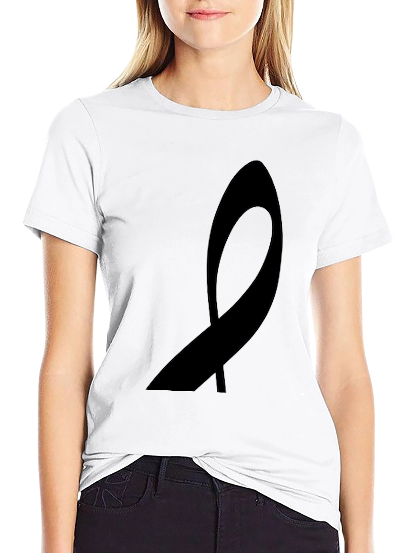 Black Awareness Ribbon Graphic Tee - Soft Cotton Blend