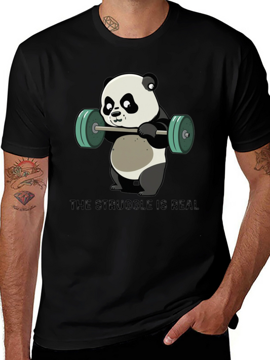Weightlifting Panda T-Shirt - The Struggle is Real