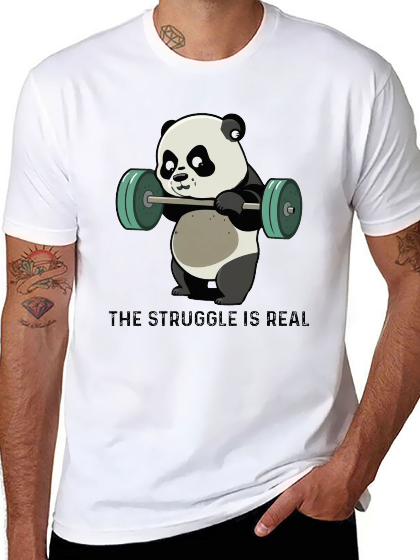 Weightlifting Panda T-Shirt - The Struggle is Real