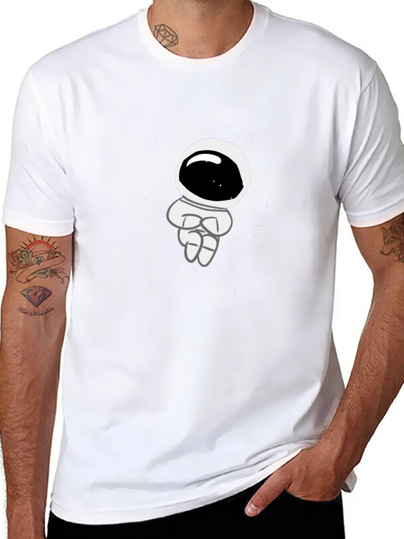 Astronaut Graphic Print Black T-Shirt