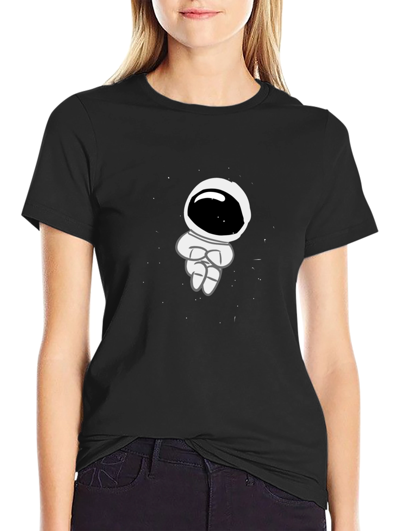 Astronaut Graphic Print Black T-Shirt