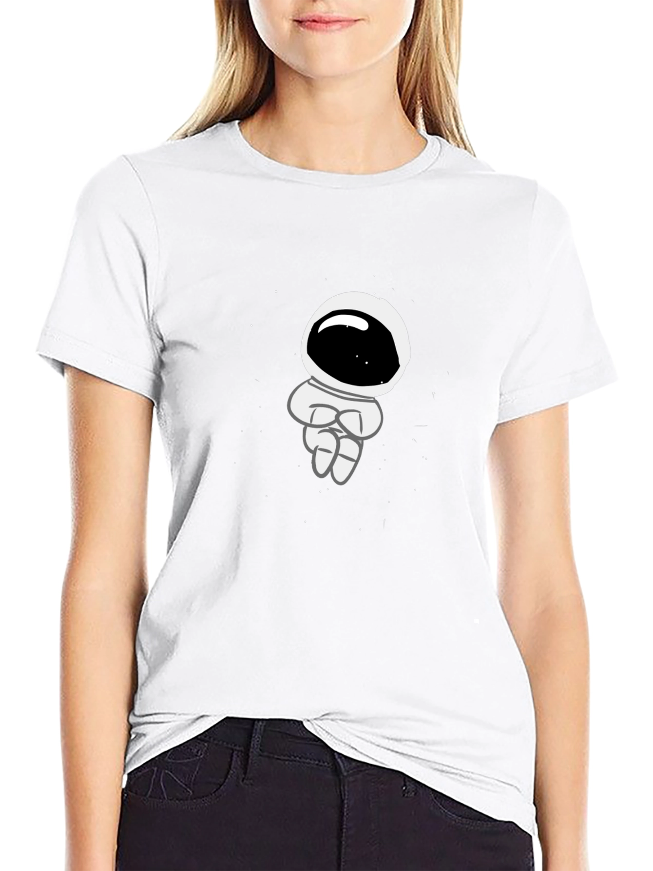Astronaut Graphic Print Black T-Shirt