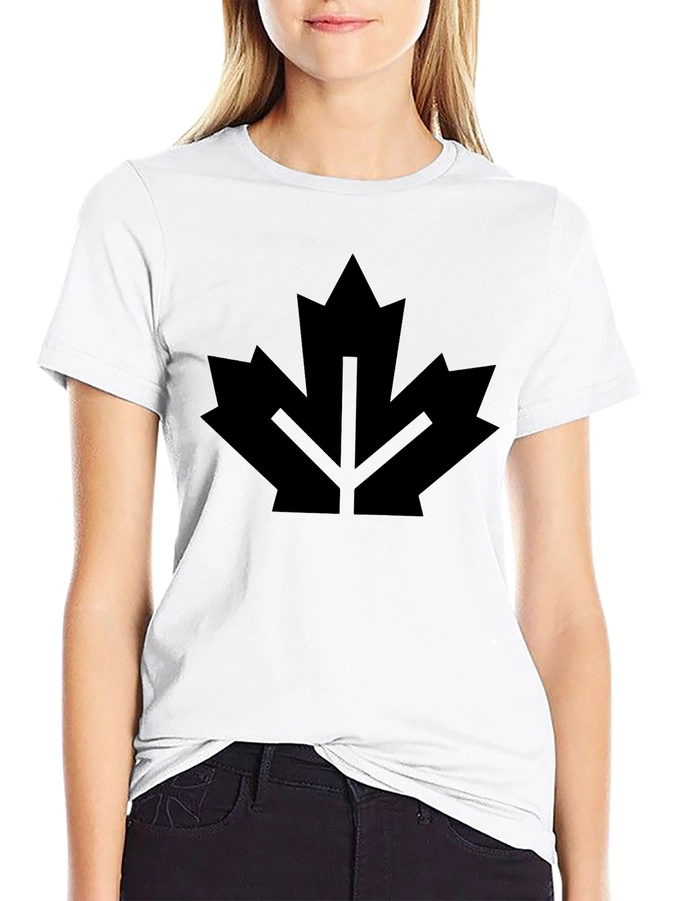 Bold Black Maple Leaf Graphic T-Shirt