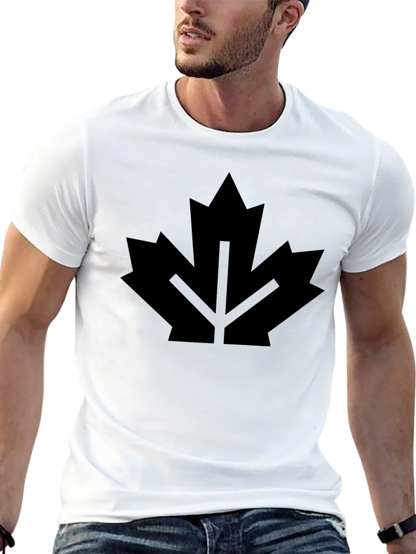 Bold Black Maple Leaf Graphic T-Shirt