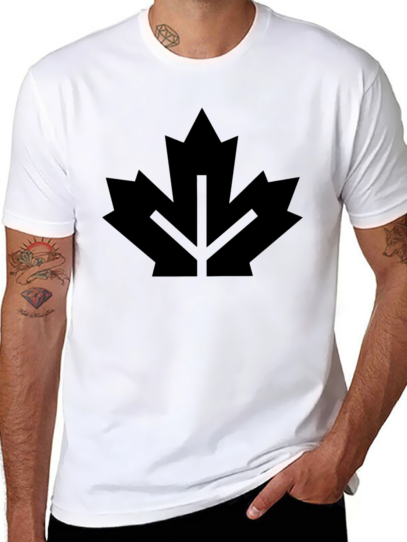 Bold Black Maple Leaf Graphic T-Shirt
