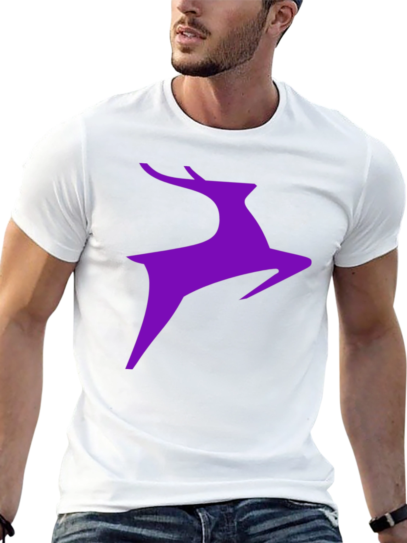 Purple Deer Graphic Black T-Shirt