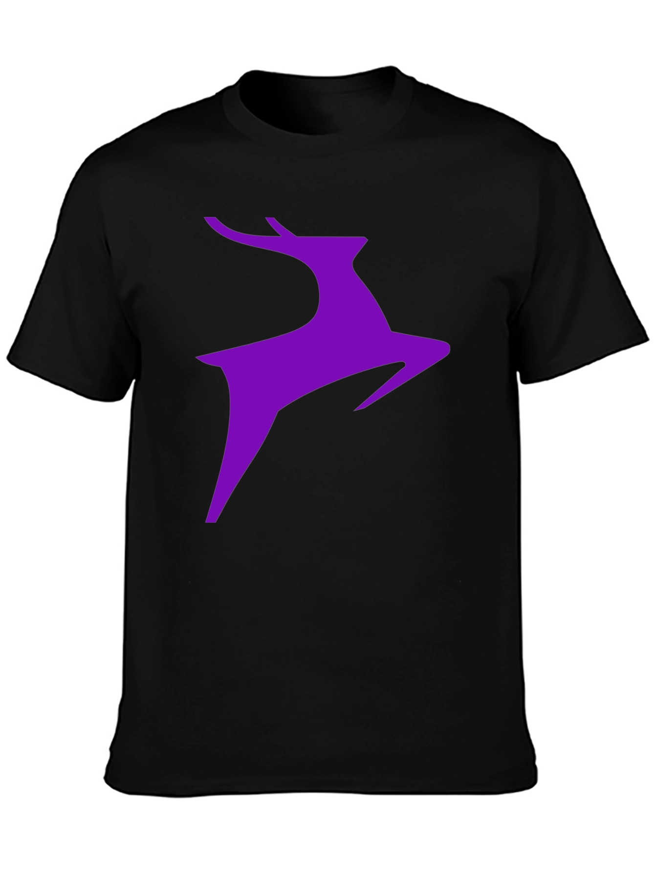 Purple Deer Graphic Black T-Shirt