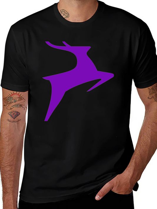 Purple Deer Graphic Black T-Shirt
