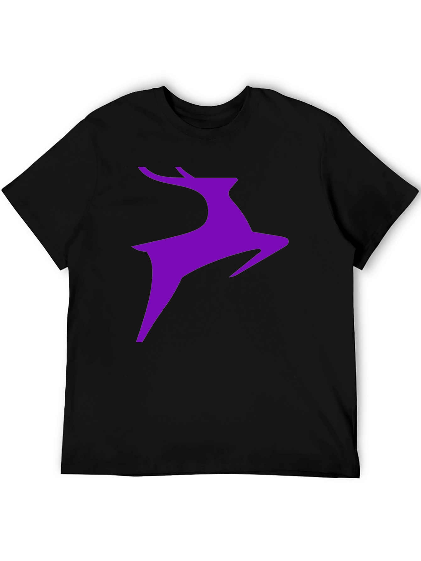 Purple Deer Graphic Black T-Shirt