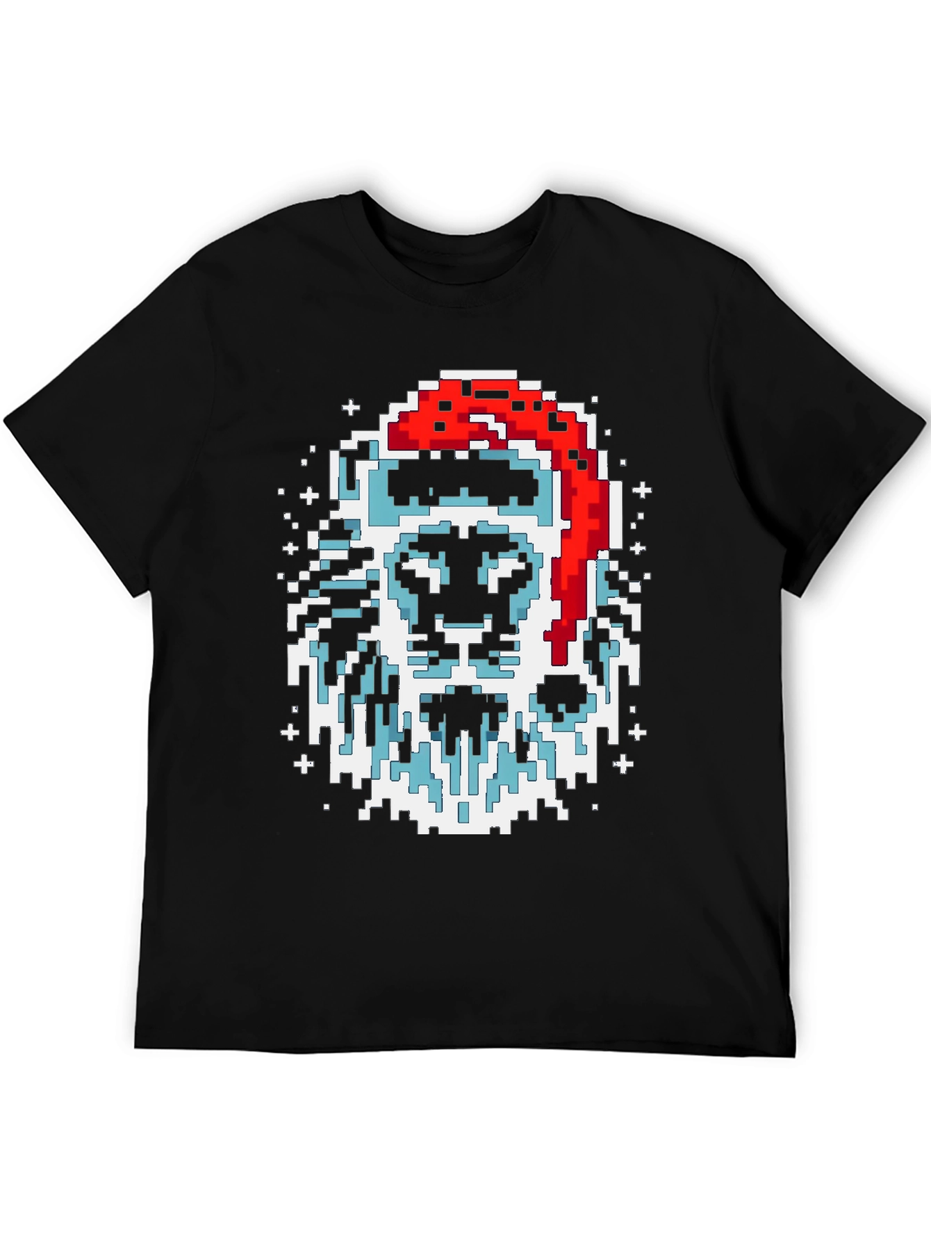 Pixel Santa Lion Graphic Tee - Black