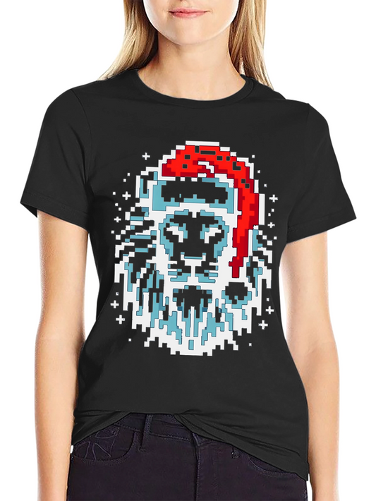 Pixel Santa Lion Graphic Tee - Black