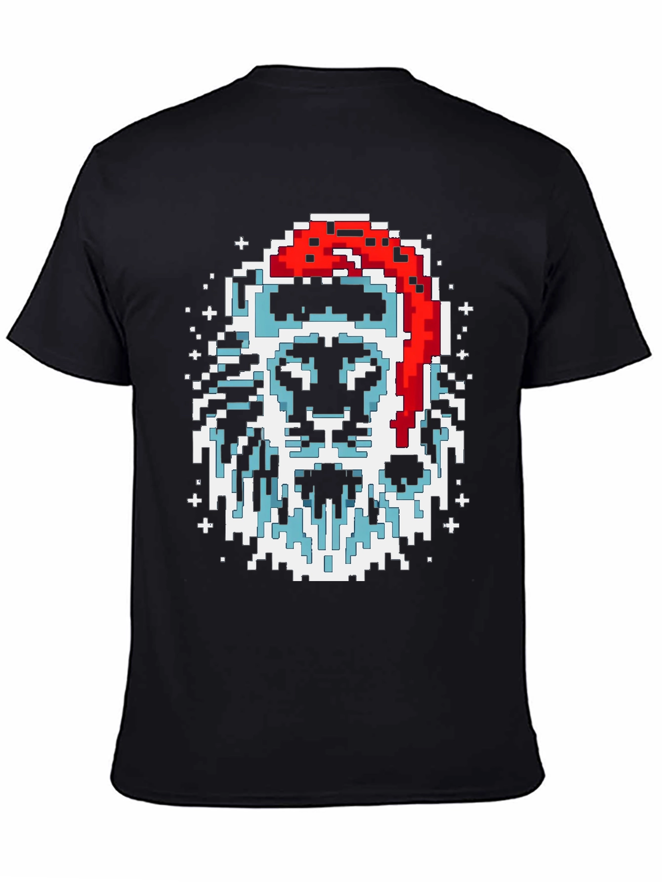 Pixel Santa Lion Graphic Tee - Black
