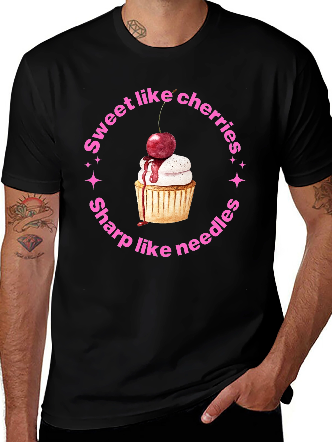 Sweet Like Cherries Black T-Shirt