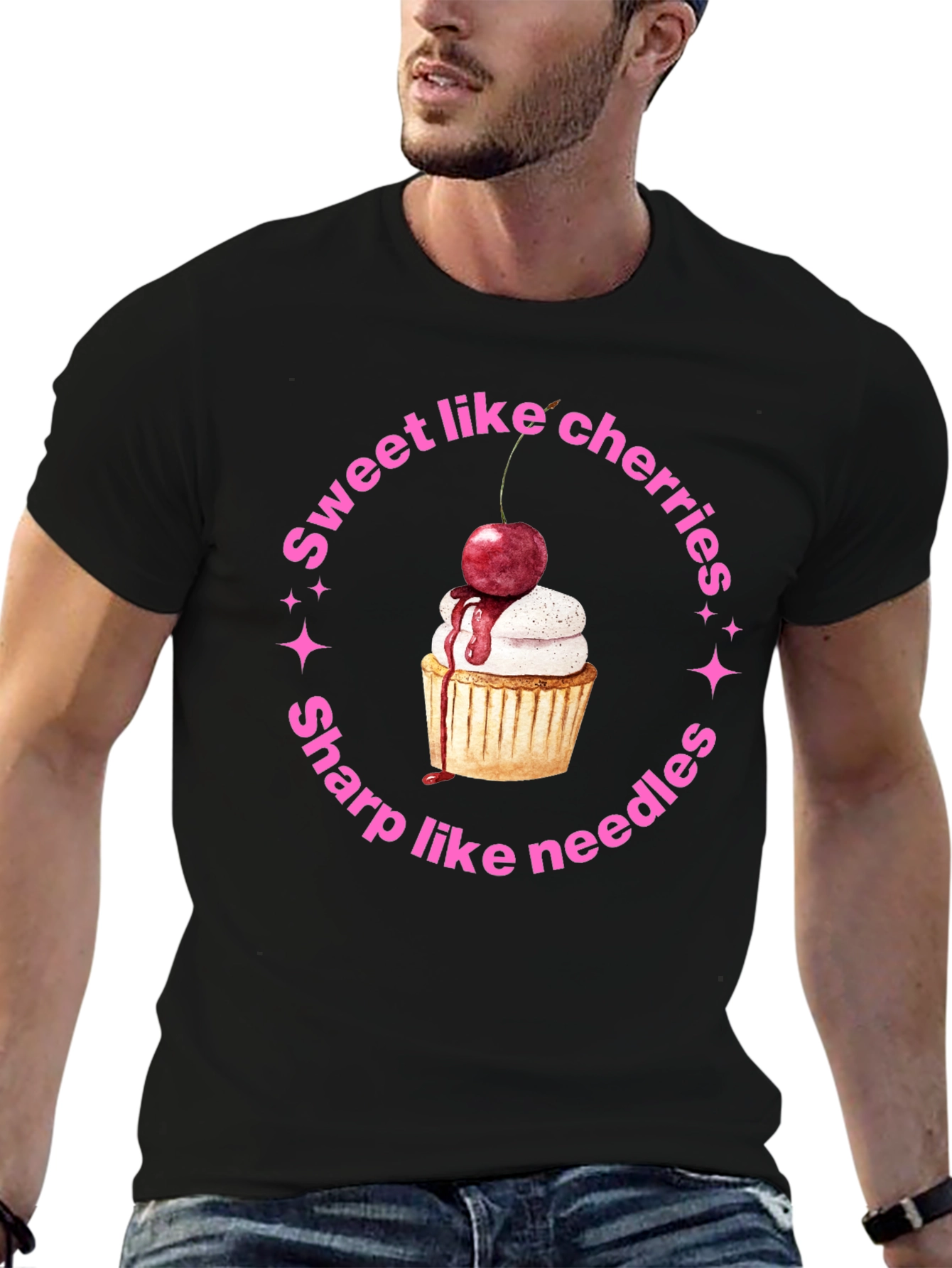 Sweet Like Cherries Black T-Shirt