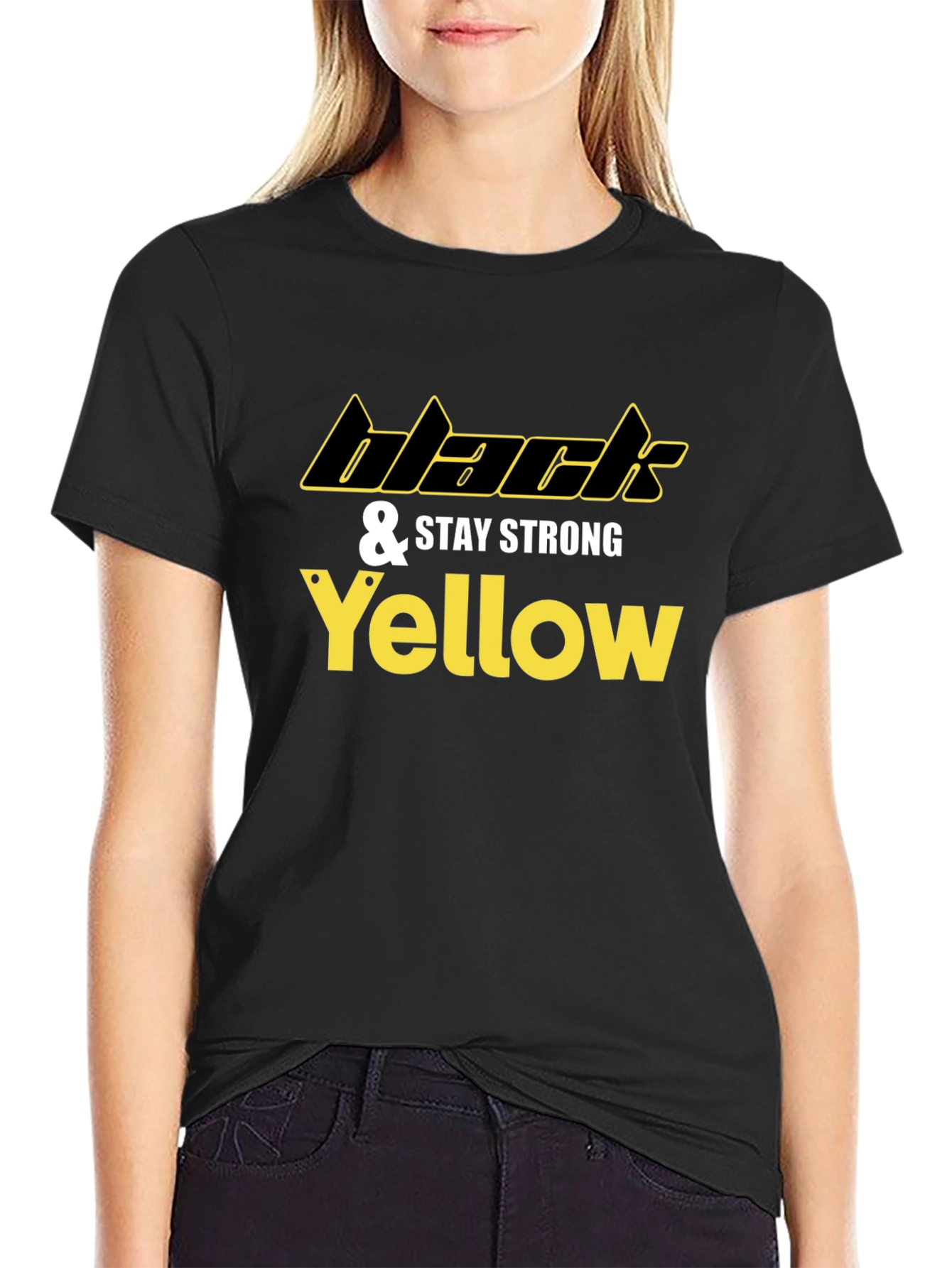 Black & Yellow Stay Strong Graphic Tee