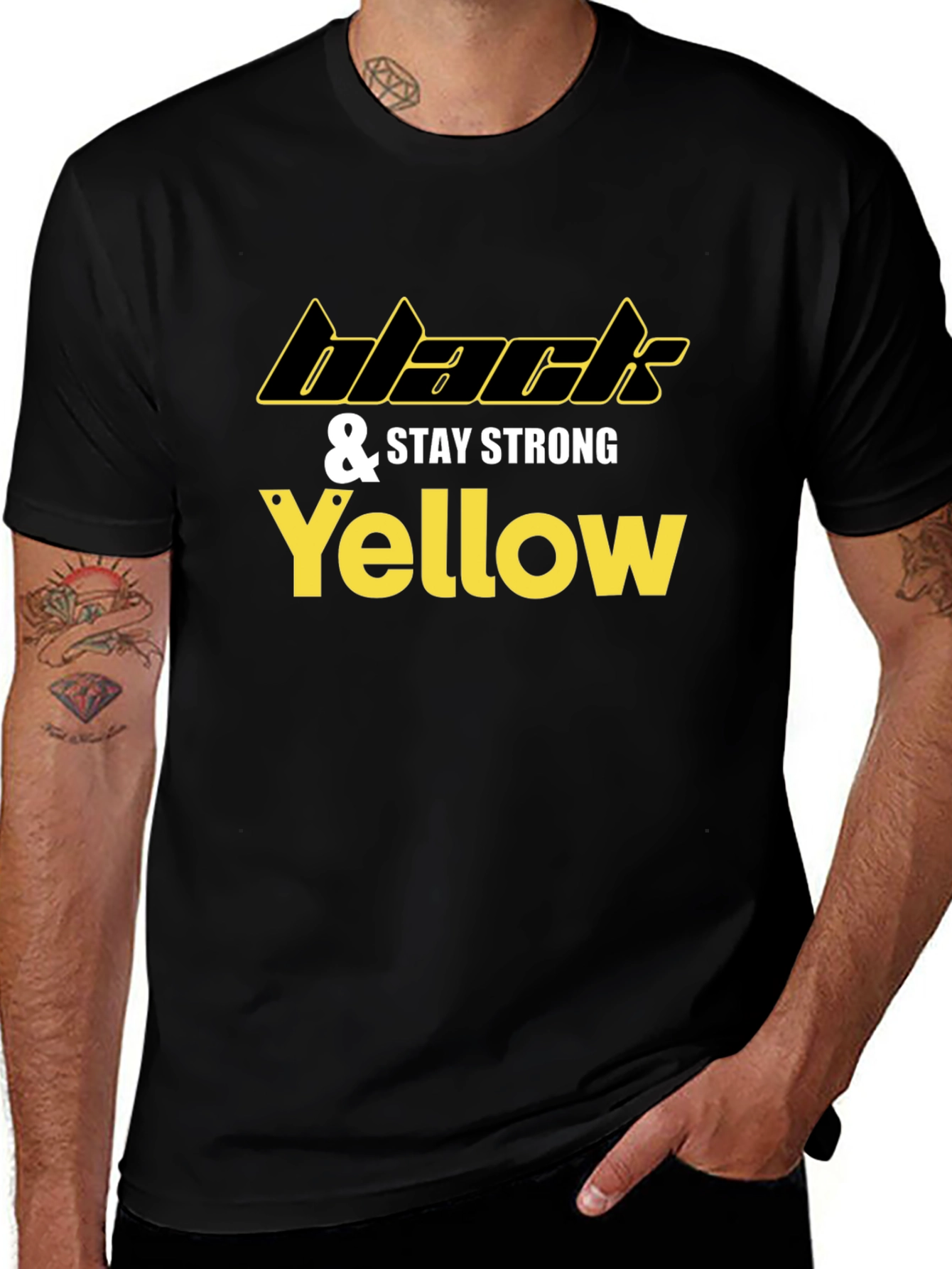 Black & Yellow Stay Strong Graphic Tee