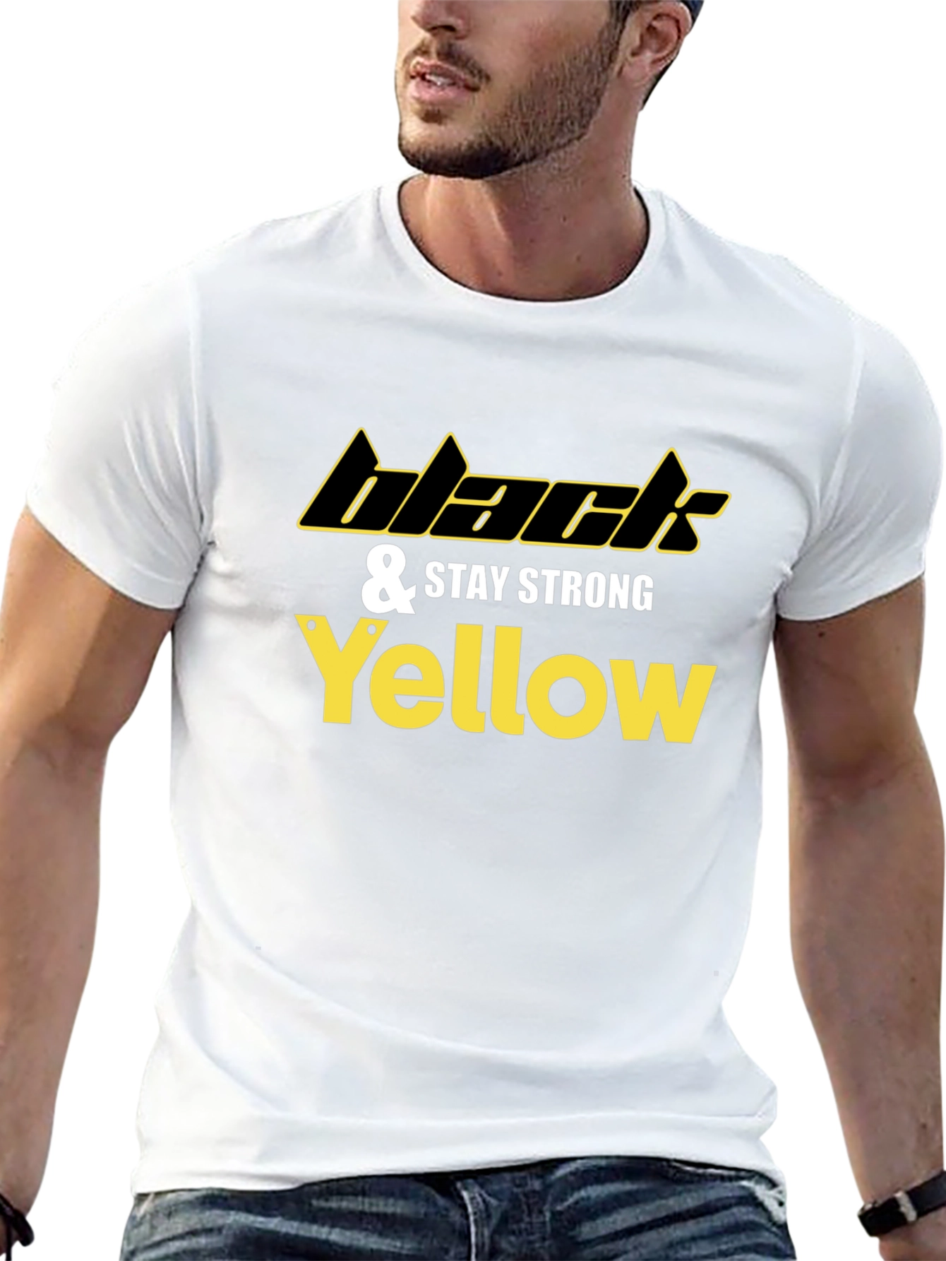 Black & Yellow Stay Strong Graphic Tee