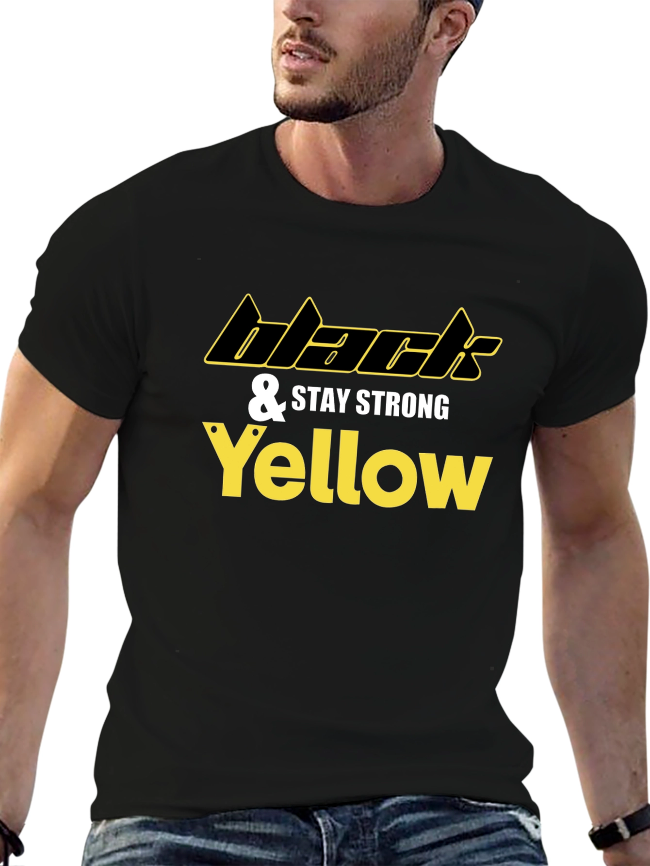Black & Yellow Stay Strong Graphic Tee