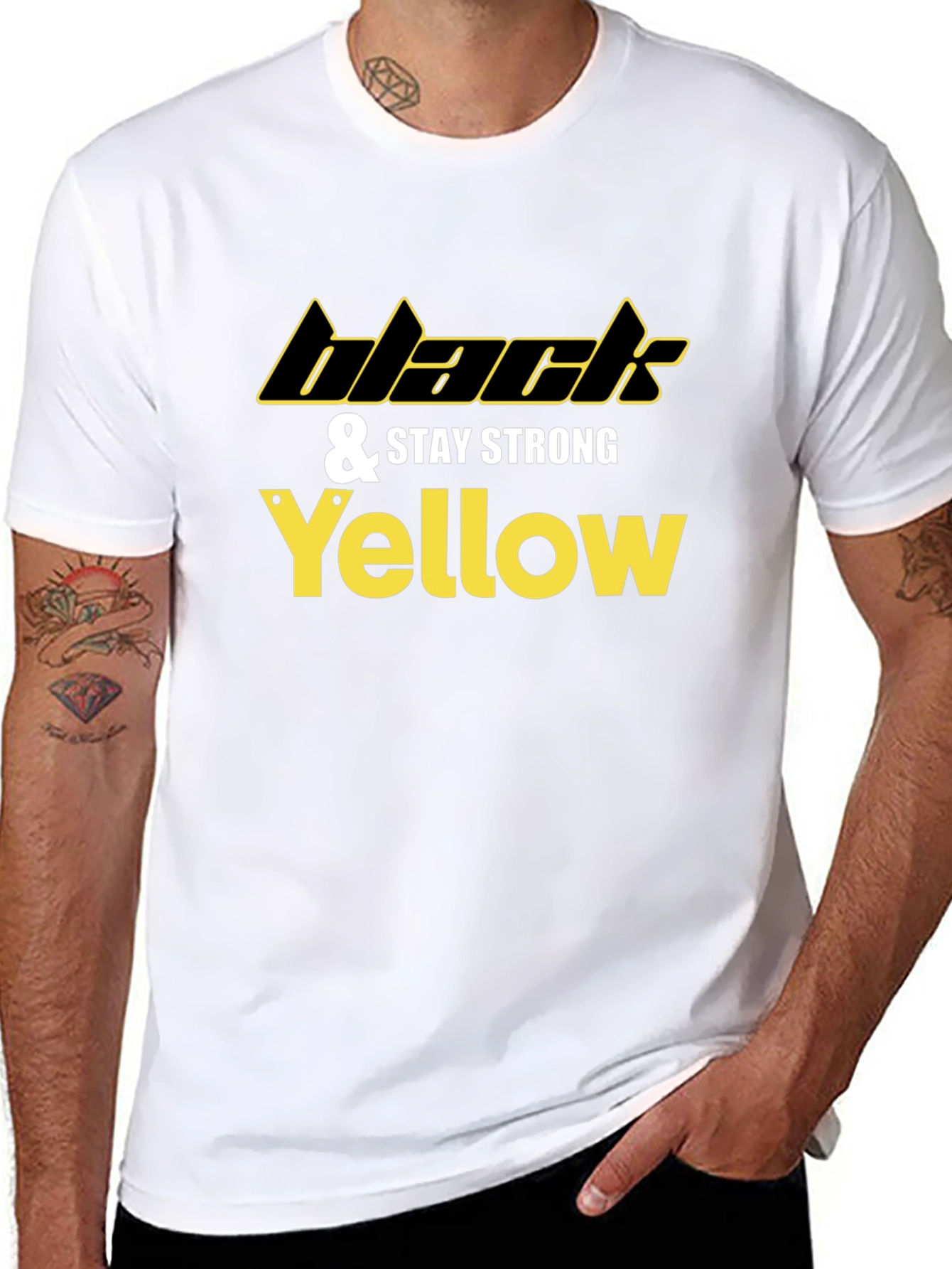 Black & Yellow Stay Strong Graphic Tee