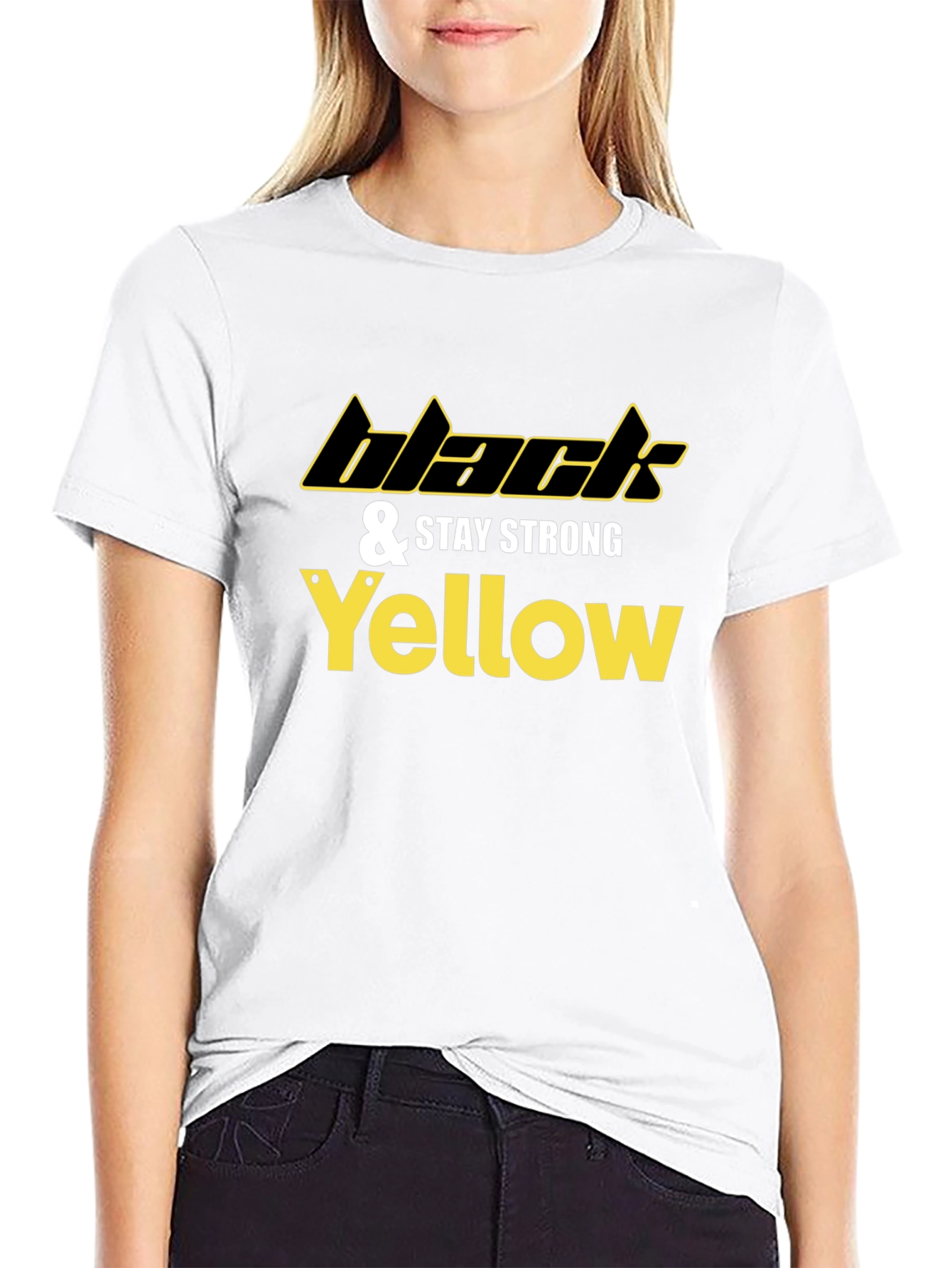 Black & Yellow Stay Strong Graphic Tee