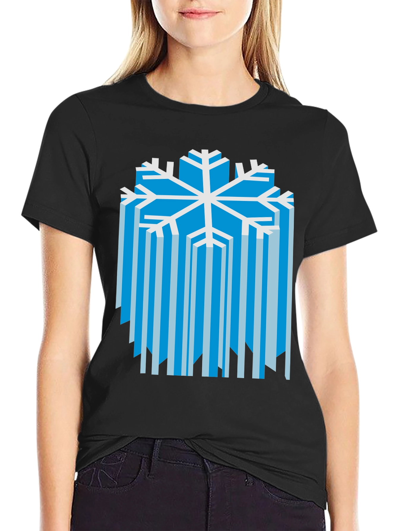 Abstract Snowflake Graphic Tee - Winter Style