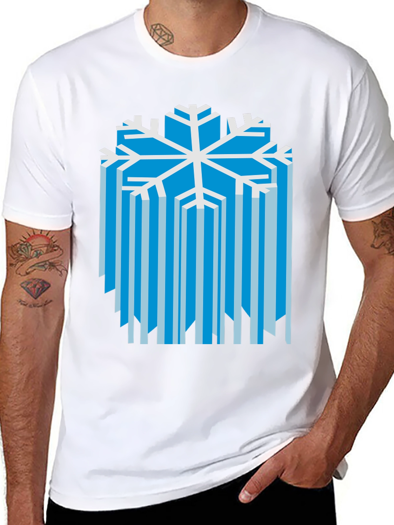 Abstract Snowflake Graphic Tee - Winter Style