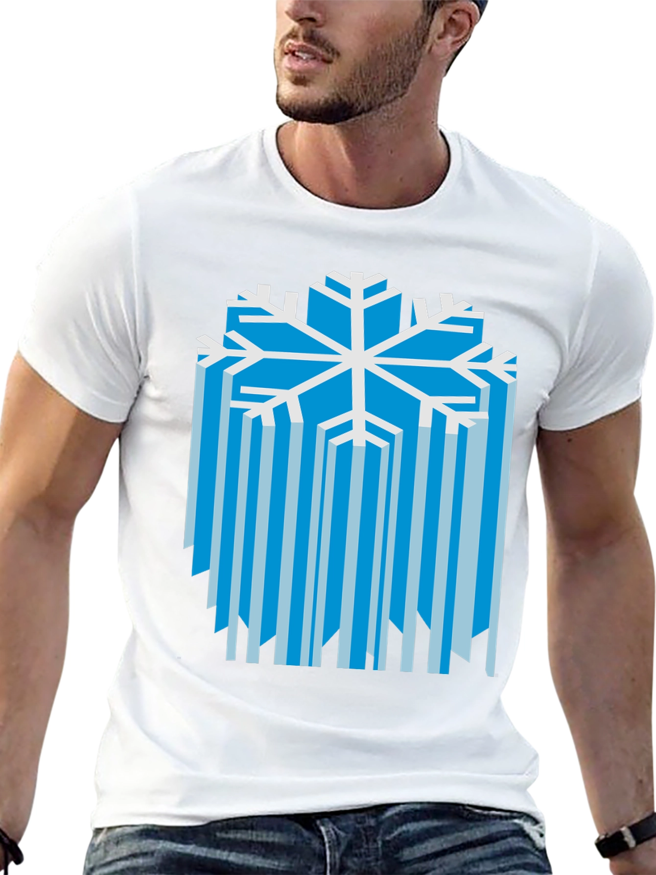 Abstract Snowflake Graphic Tee - Winter Style