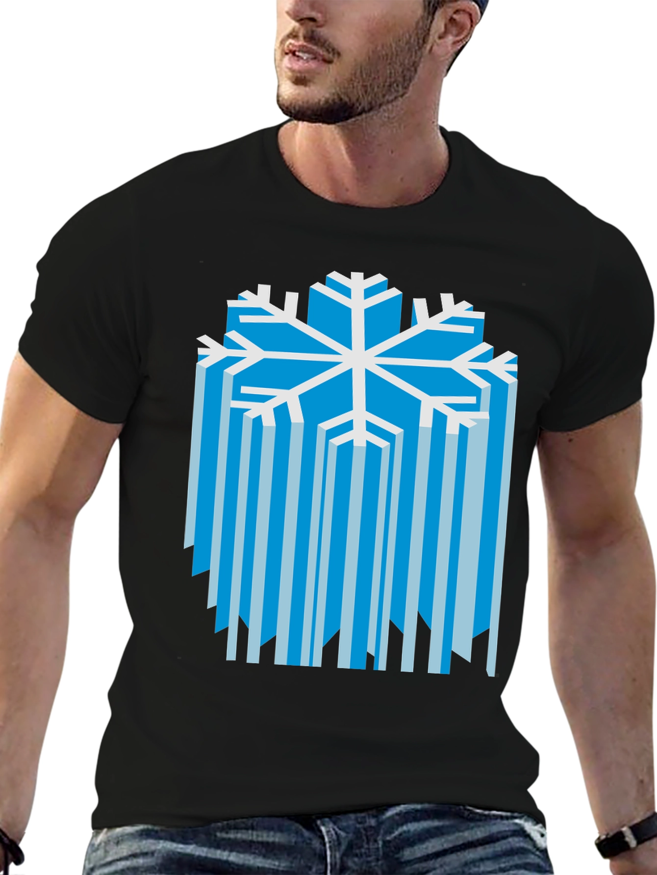 Abstract Snowflake Graphic Tee - Winter Style